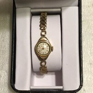 Vintage Bulova 10K rolled gold plate lady's watch w/ 1/20 12K gf band